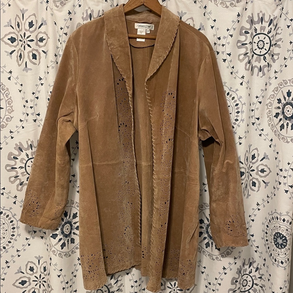 Coldwater Creek Laser Cut Suede Leather Jacket - Size 2x - Picture 2 of 9